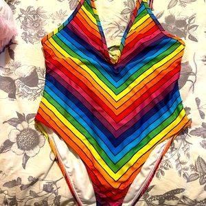 Rainbow stripe one piece